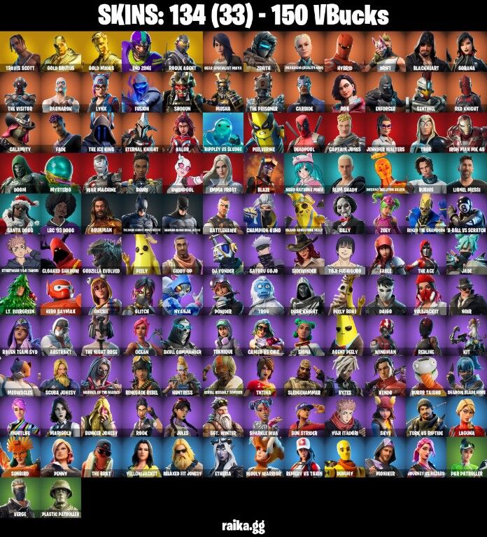 Fortnite Account ( PC / NINTENDO ) (Travis Scott, Gold Midas, Gold Brutus, Rogue Agent, Take the Elf, Deadpool) (134 Skins)
