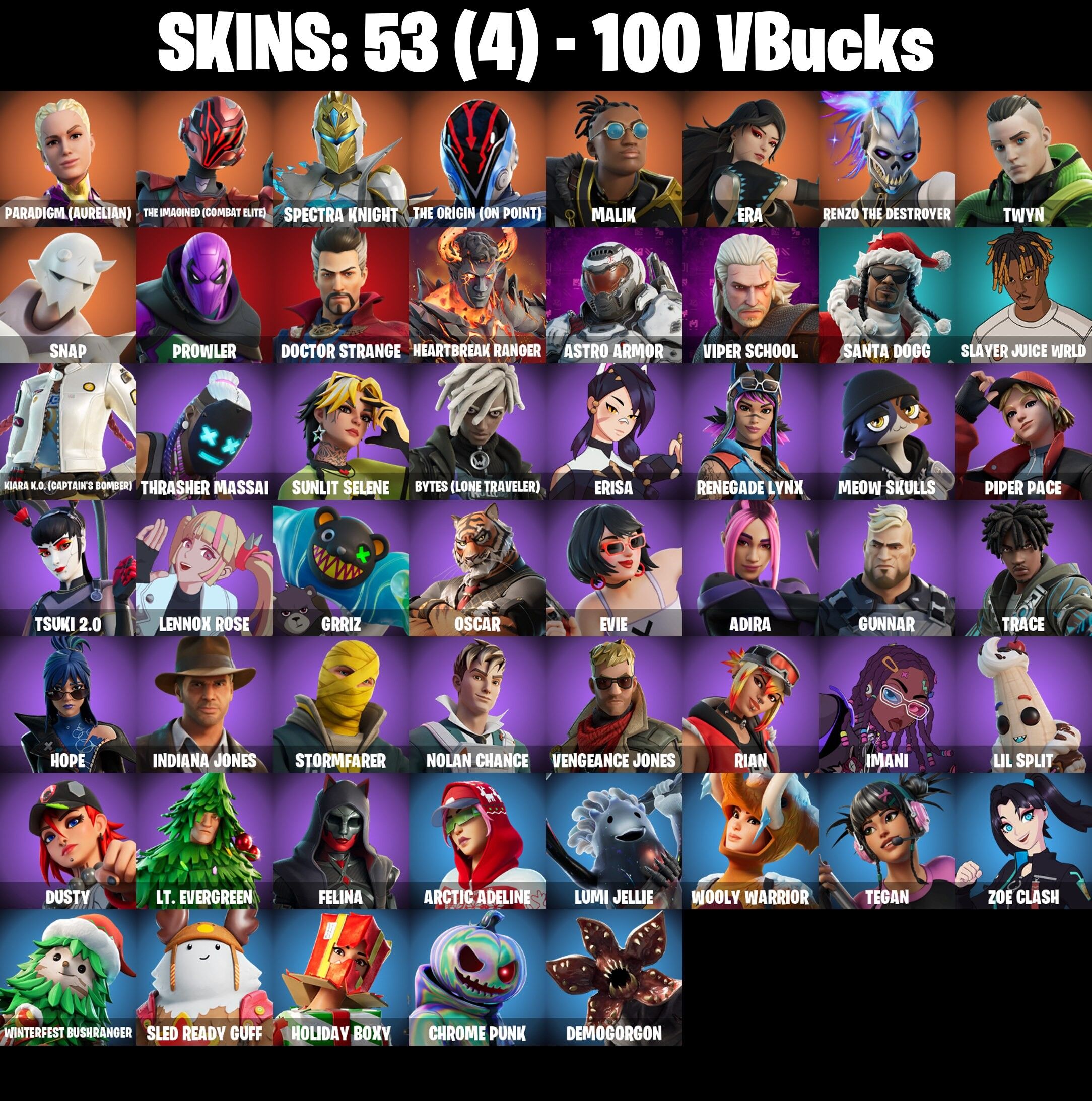 Fortnite Account ( PC / NINTENDO ) (SPECTRA KNIGHT, THE ORIGIN) (53 Skins)