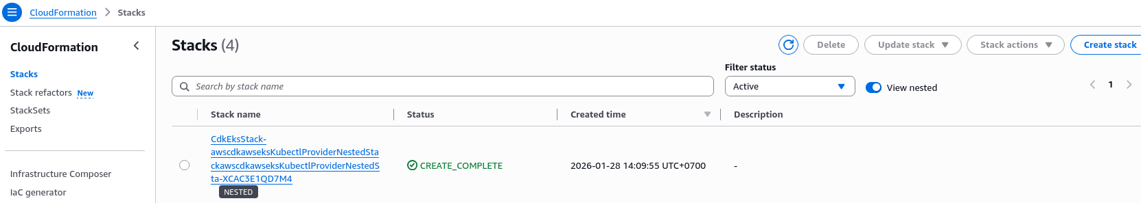 CDK CloudFormation stack