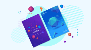 Brochure template layouts showing 2023 design trends in color, type and texture