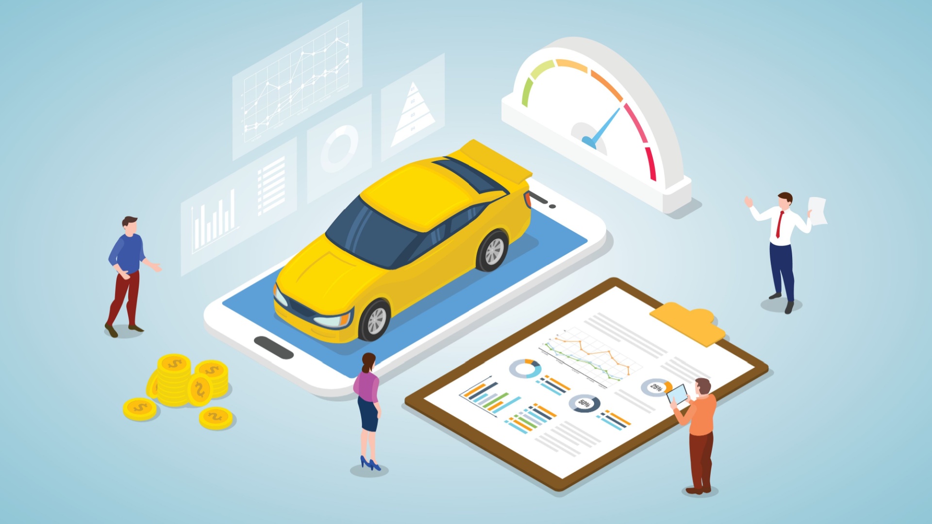 Car dealership marketing campaign dashboard showing digital analytics data