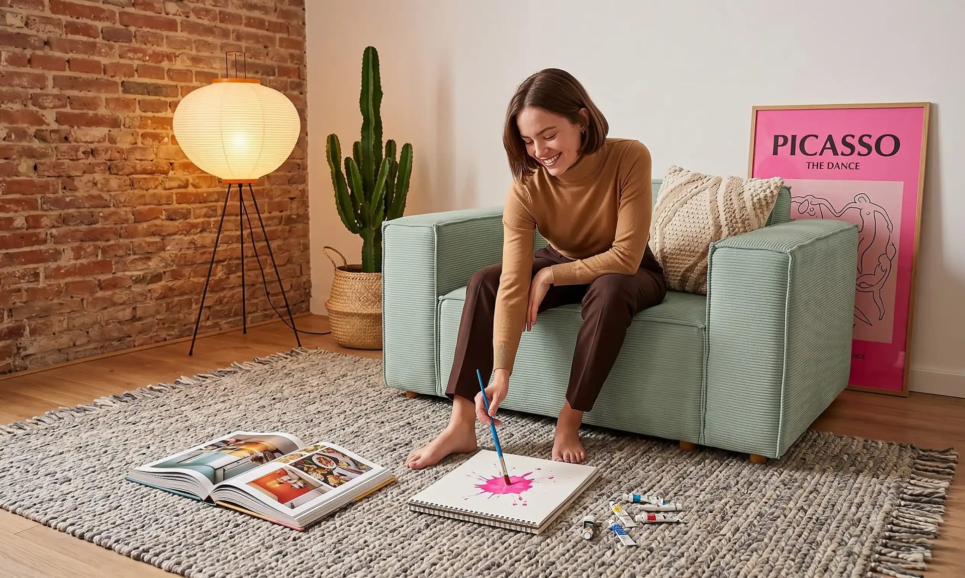 Rovon Asana tekli koltuk · fitilli kadife pastel mavi