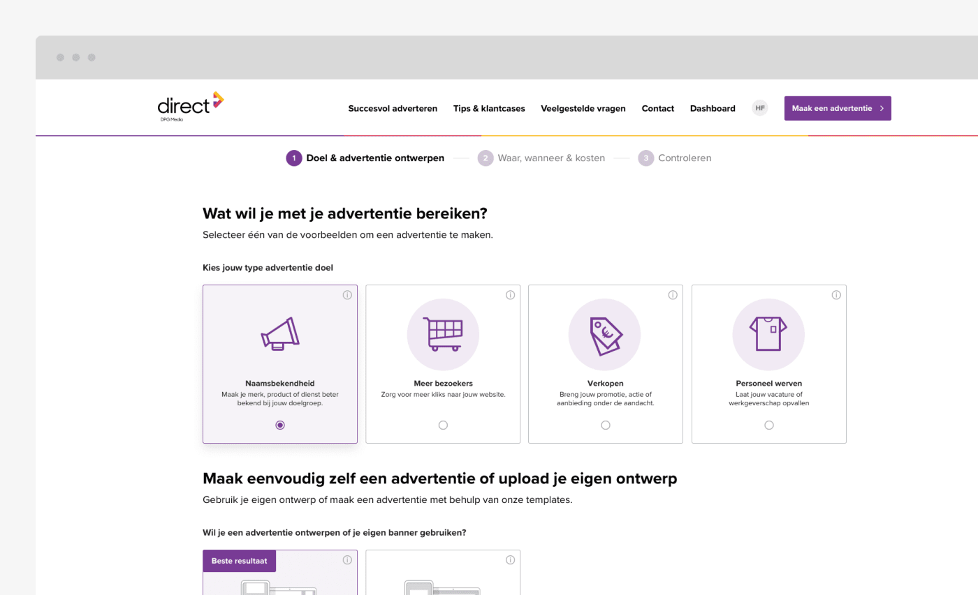 Key Agency case: DPG Direct, website design elementen