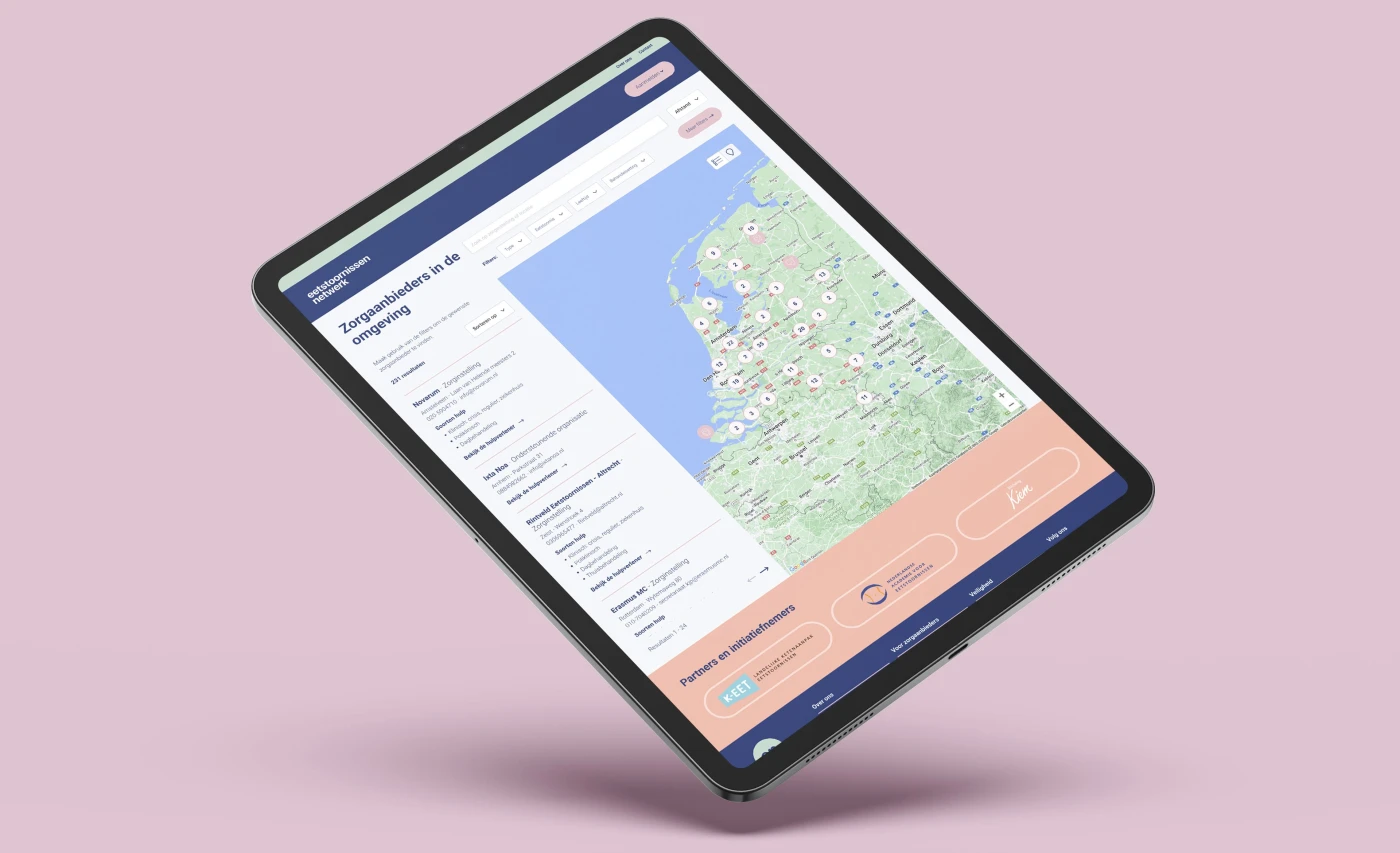 Key Agency case: Eetstoornissen Netwerk, interactieve kaart