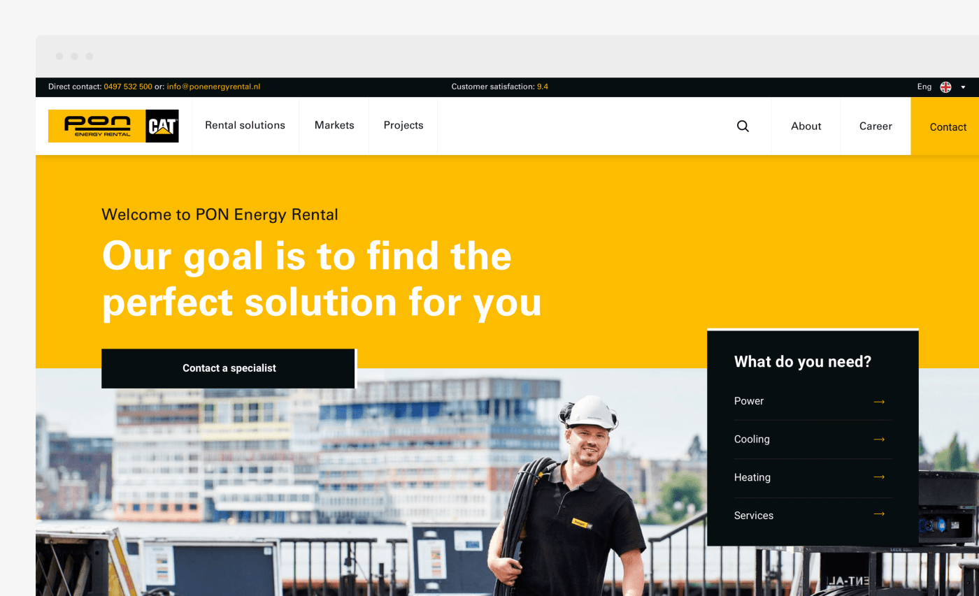 Key Agency case: Pon Energy Rental, vernieuwde visuele stijl van de website