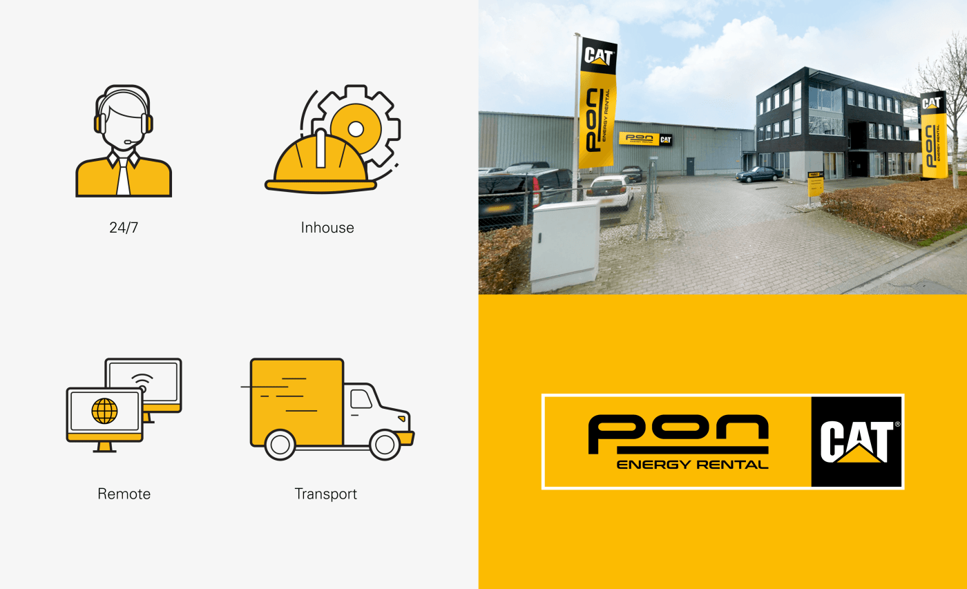 Key Agency case: Pon Energy Rental, voorbeelden van de nieuwe visuele stijl