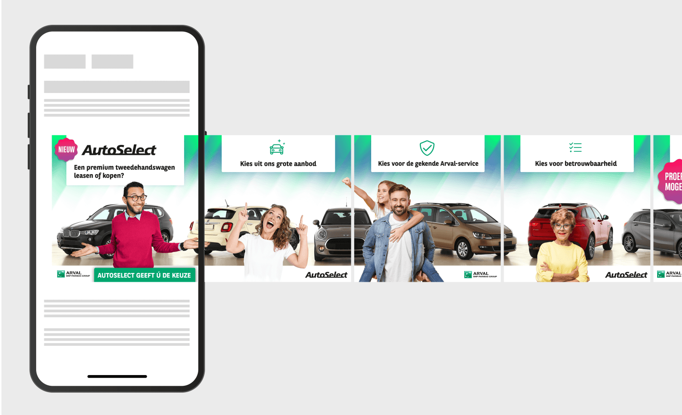 Key Agency case: Arval Autoselect carroussel ad, mobile