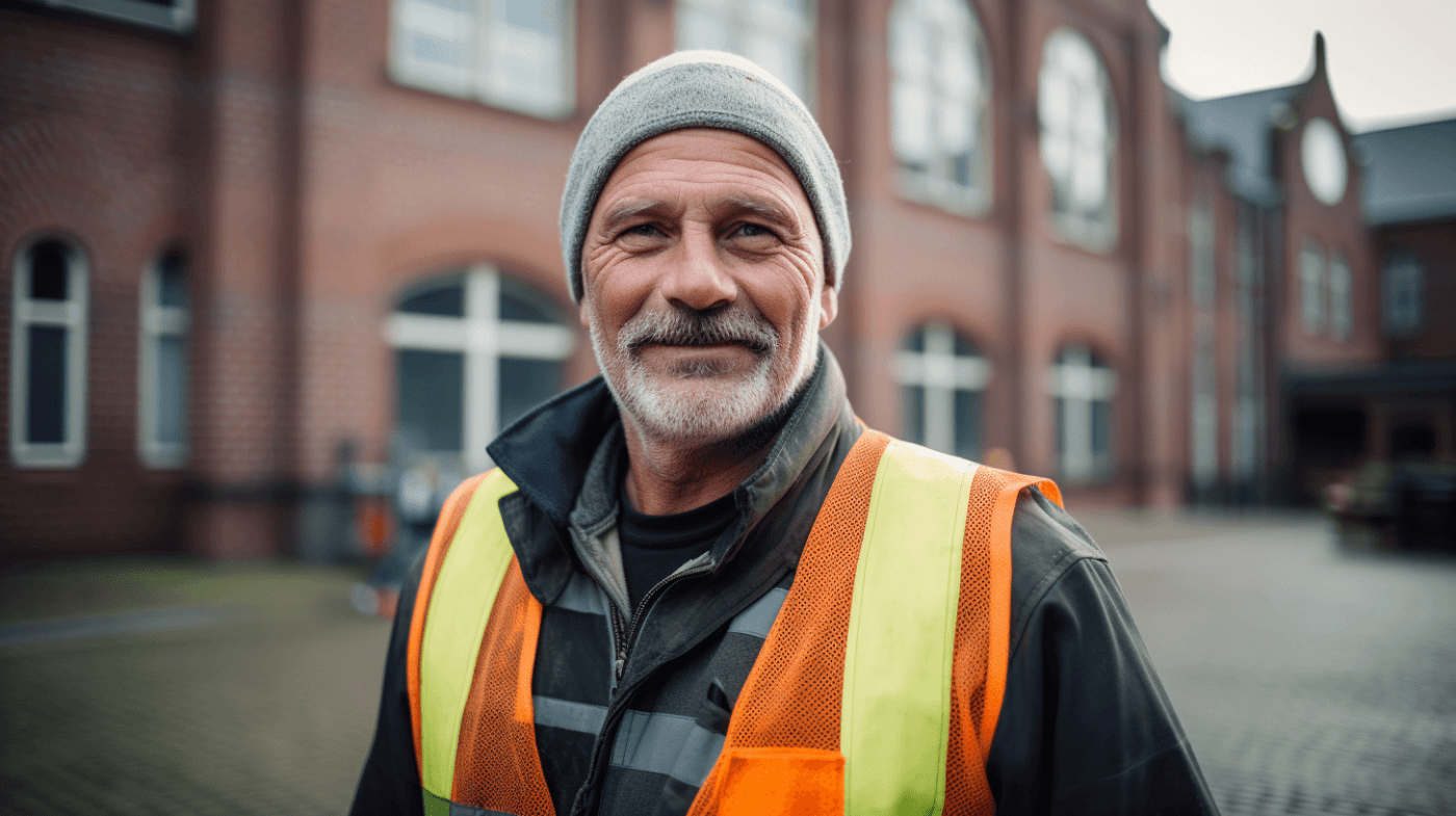 Man aan het werk in Amsterdam