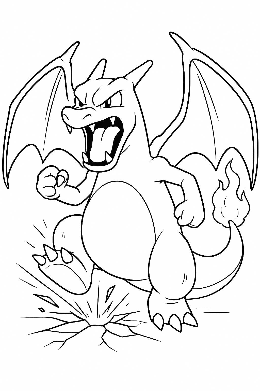 Angry Charizard stomping / Coloring Page / Learning Corner