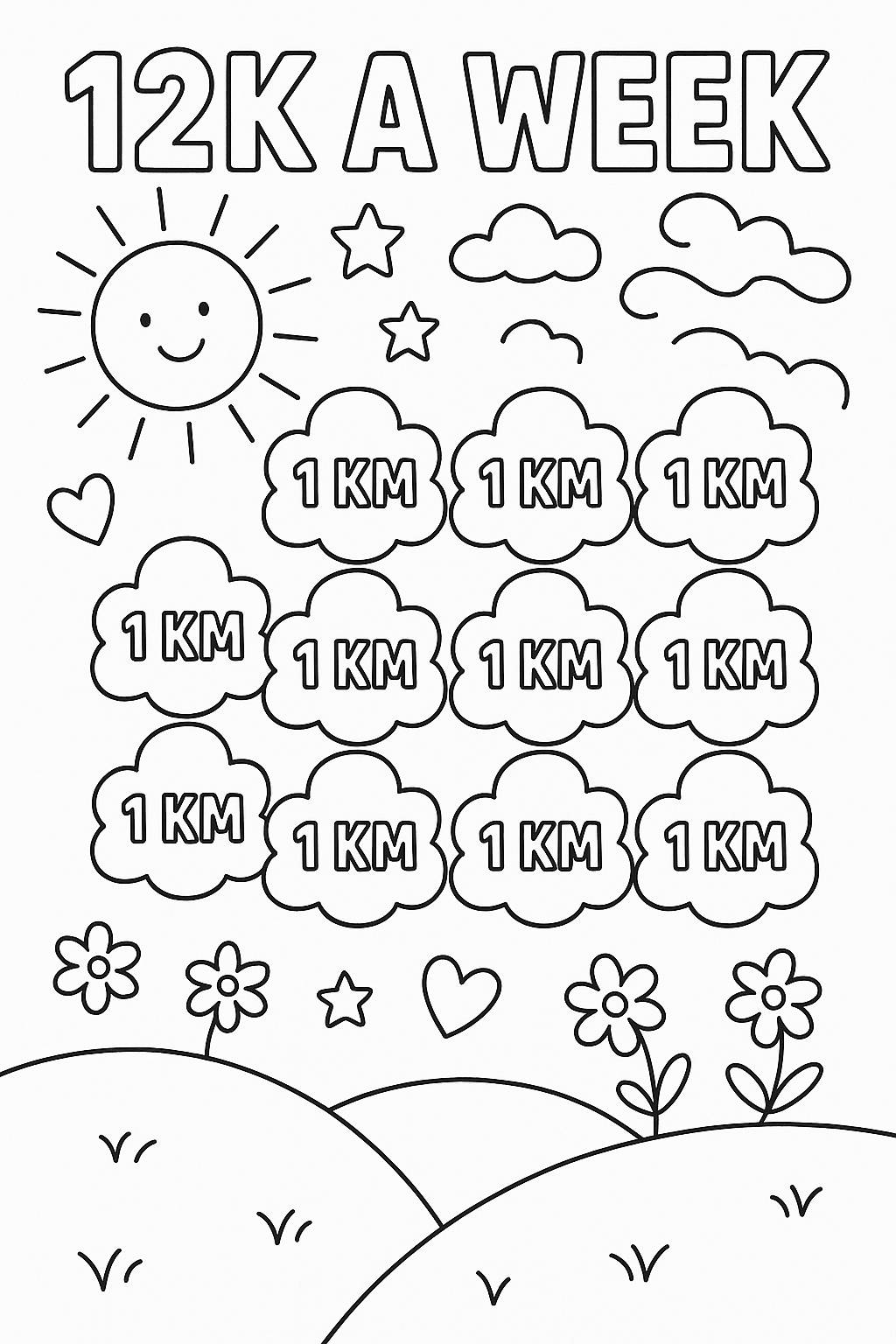Create a fun colouring in to tick off 12 ks every week but with ...