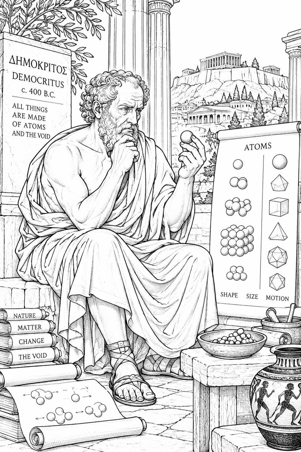 Democritus in 400 B.C. Ancient Greece ATOMS realistic detailed ...