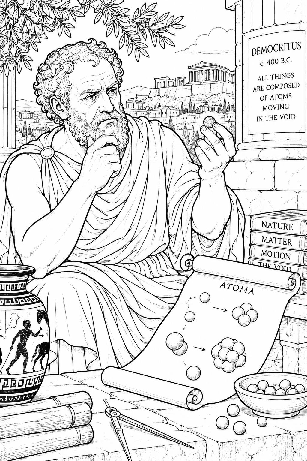 Democritus in 400 B.C. Ancient Greece Atoms realistic detailed ...
