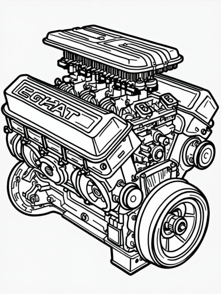 Diagram of a car’s engine / Coloring Page / Learning Corner