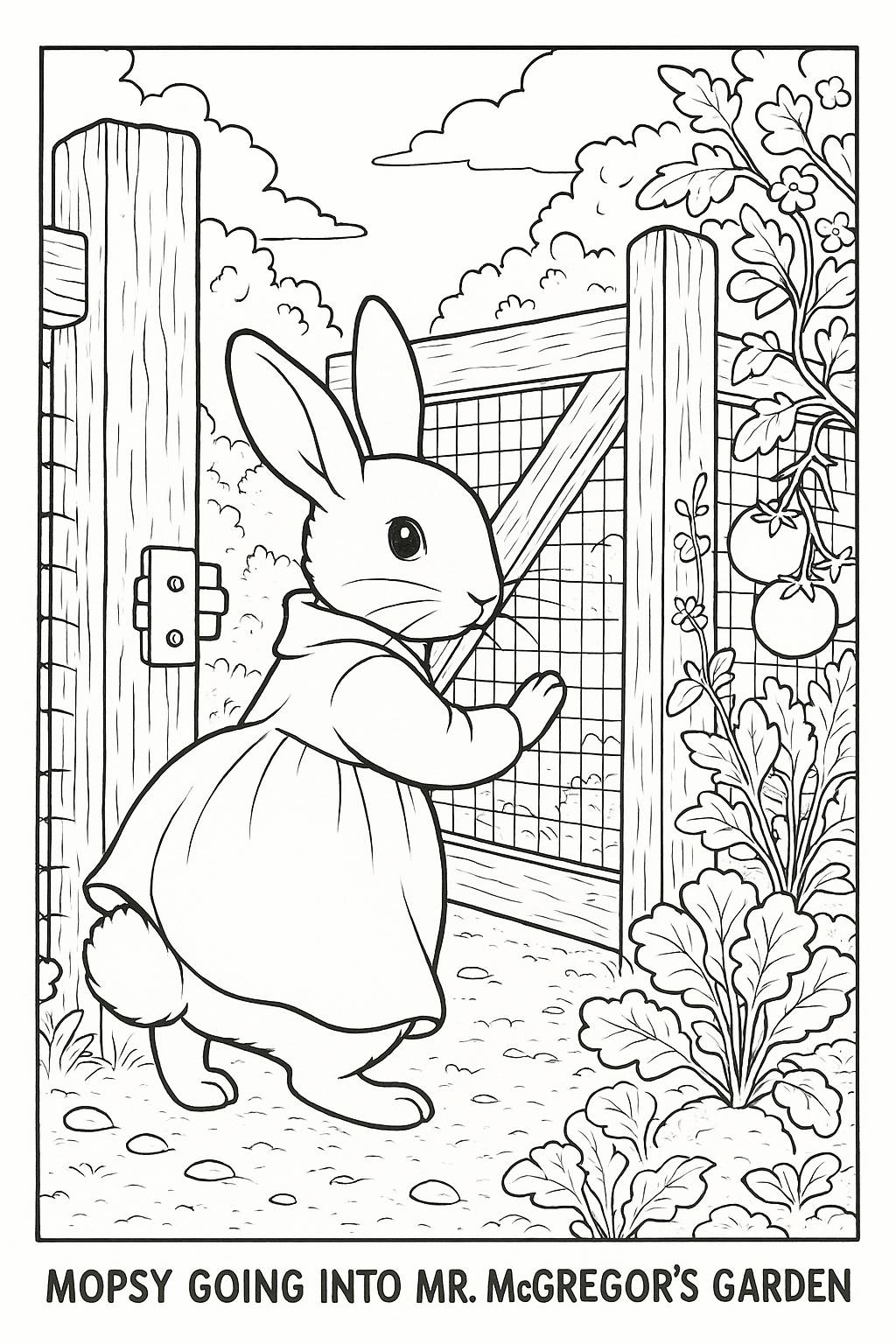 Mopsy going into Mr McGregor's Garden / Coloring Page / Learning Corner