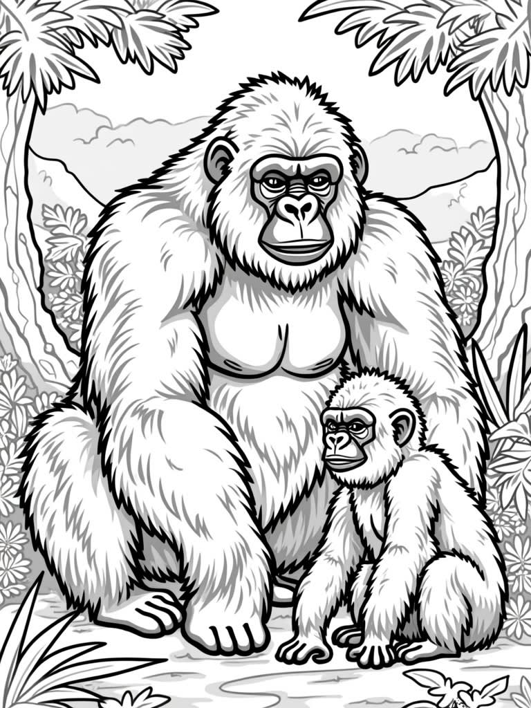 Primates monkeys gorillas / Coloring Page / Learning Corner