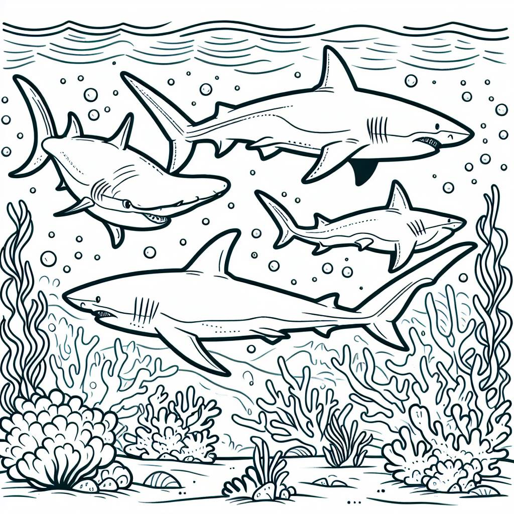 Sharks / Coloring Page / Learning Corner