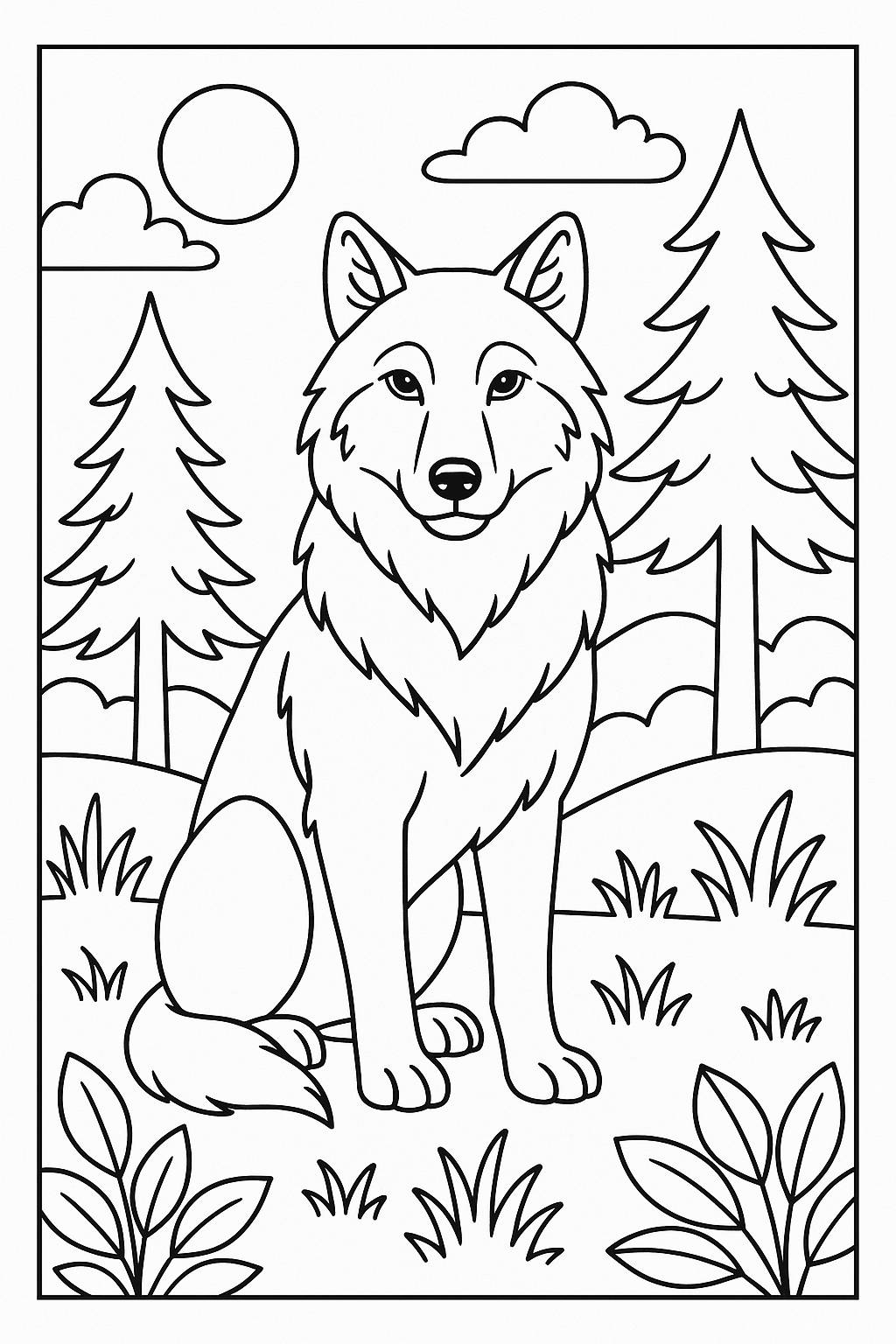 Wolf, / Coloring Page / Learning Corner
