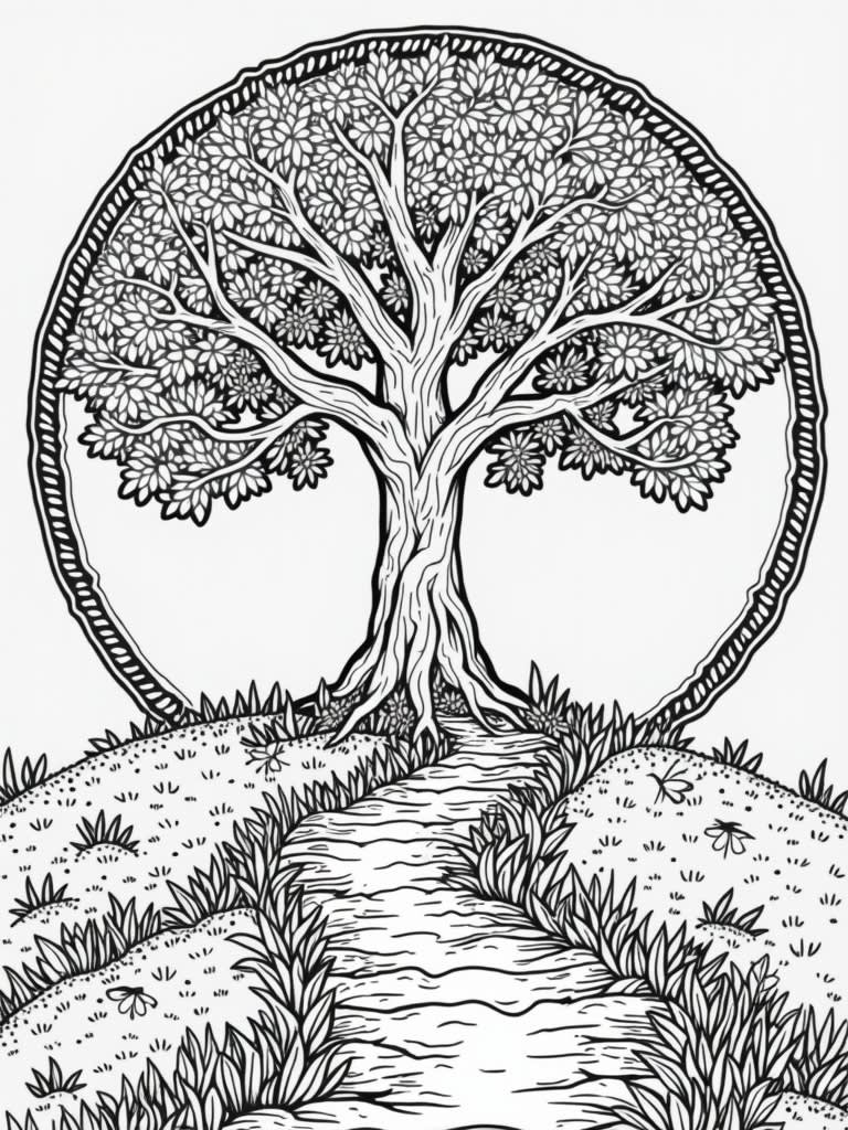 make a badge with a path leading to the tree of life title it 'the Map ...