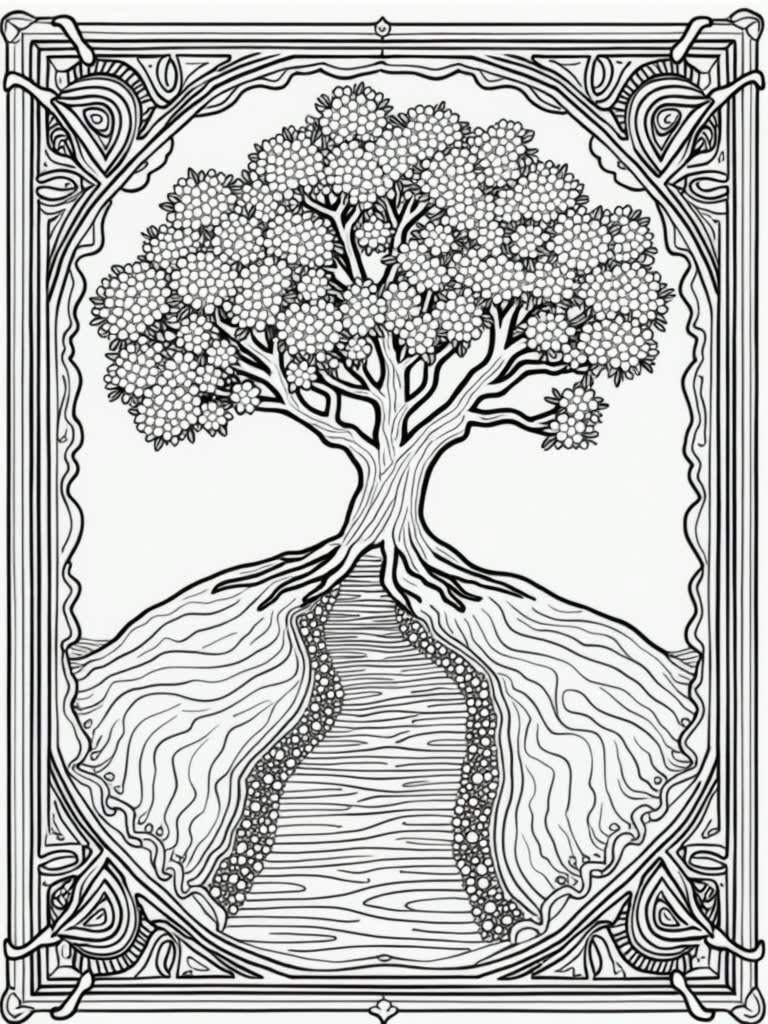 make a badge with a path leading to the tree of life title it 'the Map ...