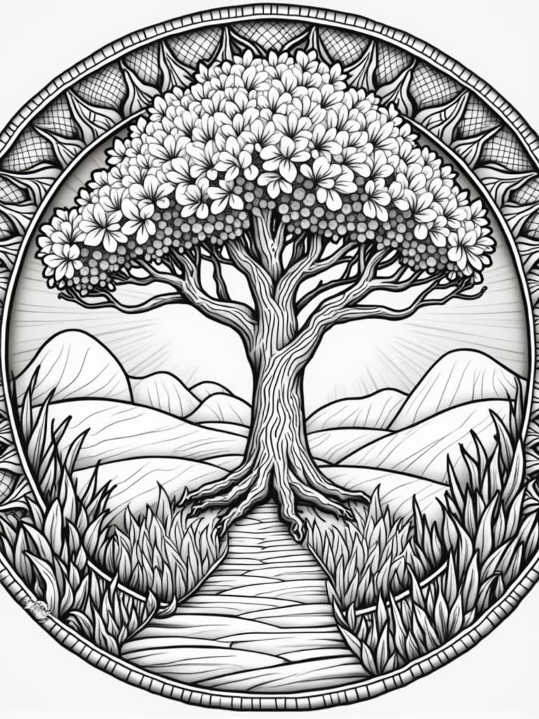 make a badge with a tree of life and a path and title it 'The Map ...