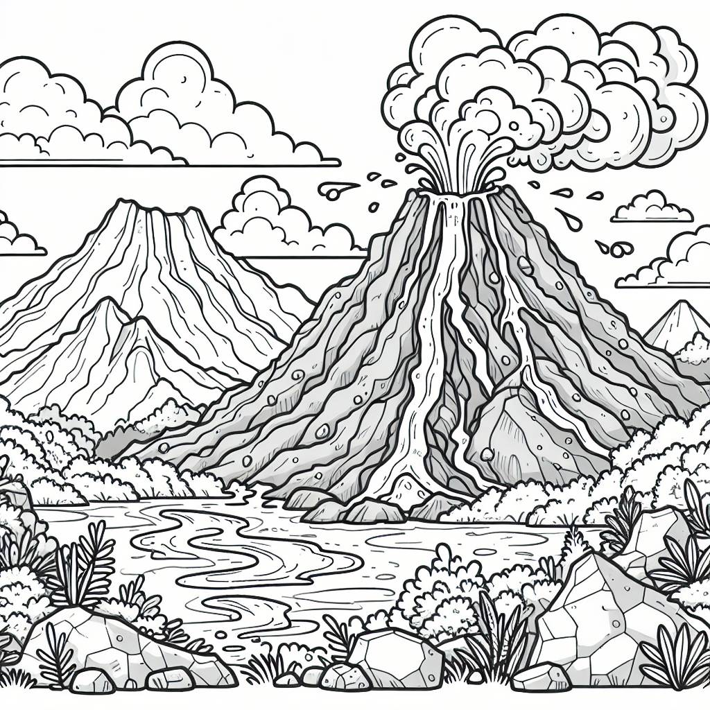 volcanos / Coloring Page / Learning Corner