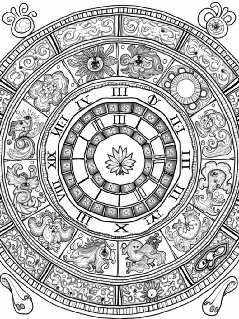 zodiac sign birth charts coloring oages / Coloring Page / Learning Corner