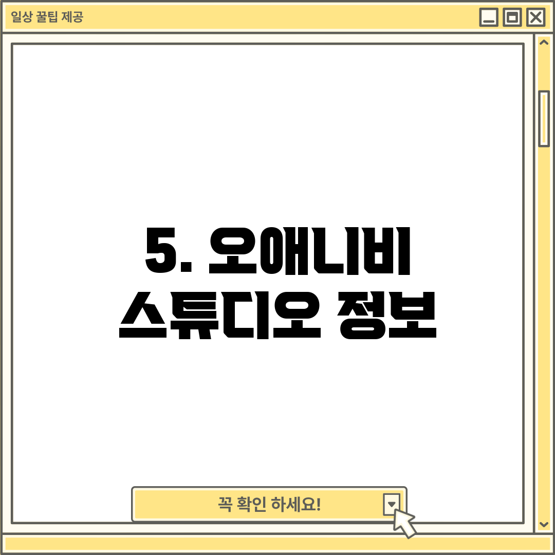 5. 오애니비 스튜디오 정보