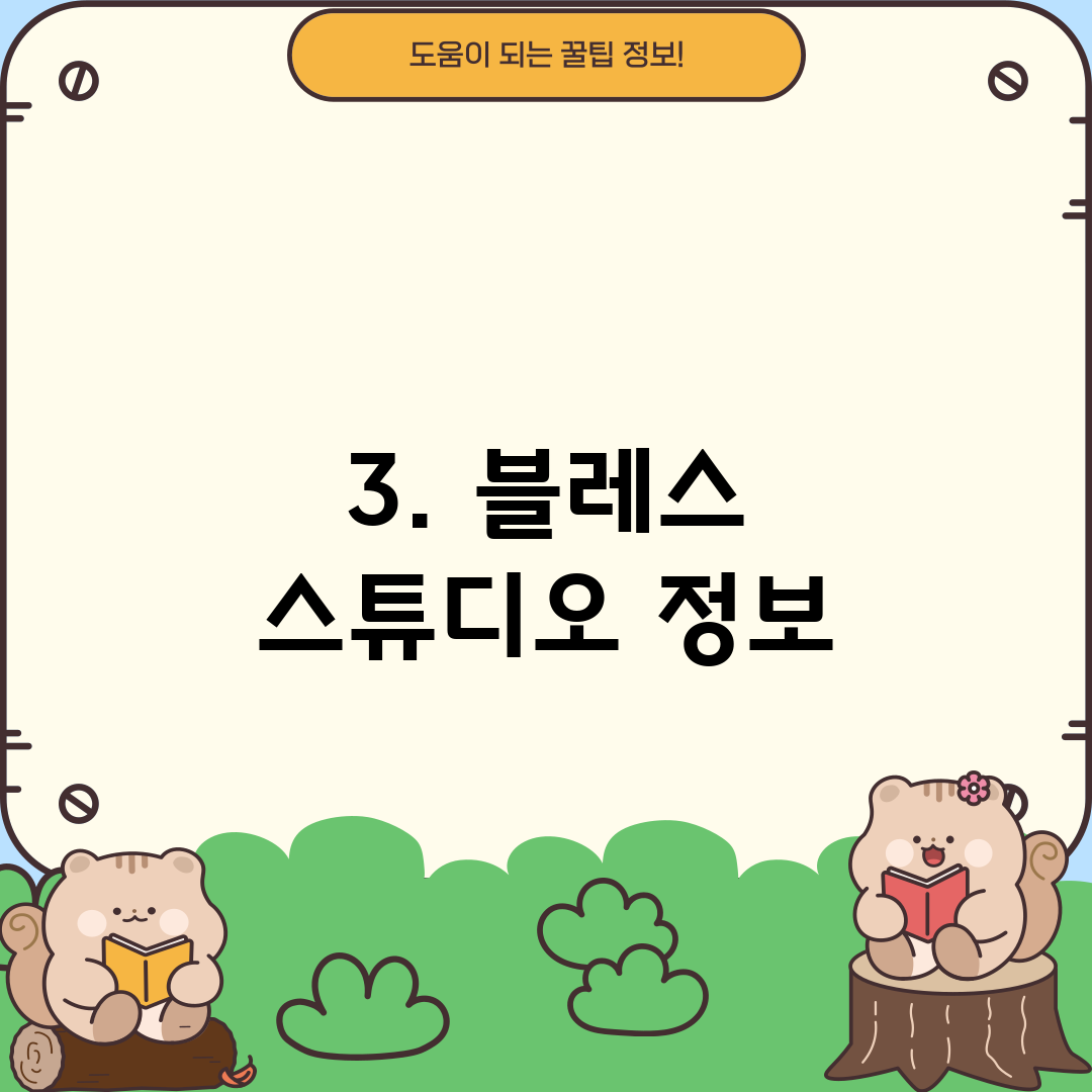 3. 블레스 스튜디오 정보