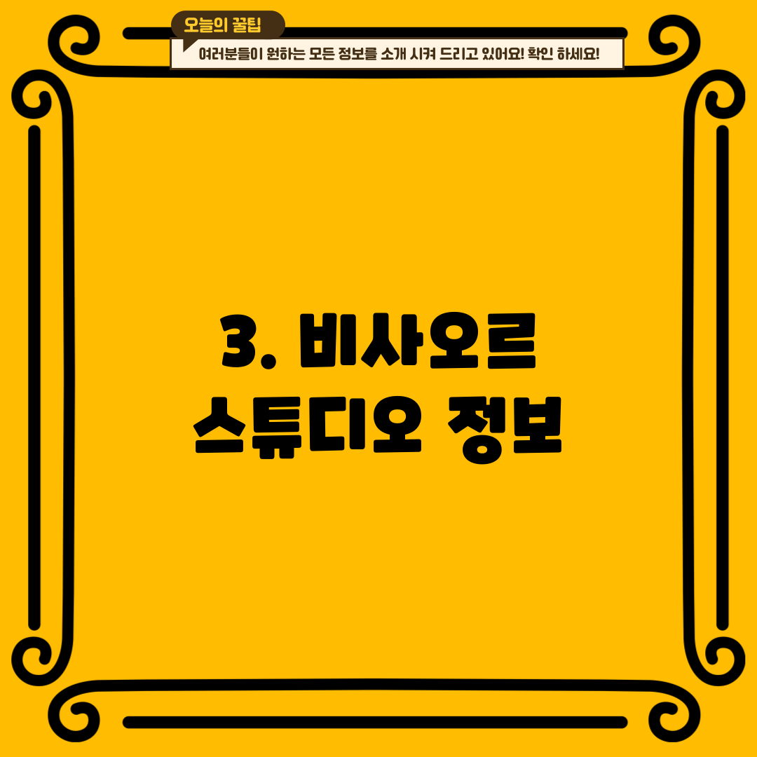 3. 비사오르 스튜디오 정보