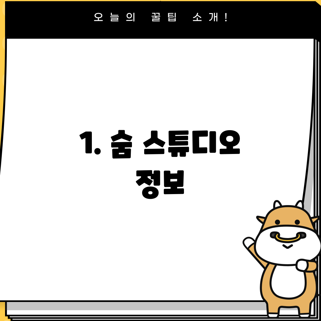 1. 숨 스튜디오 정보