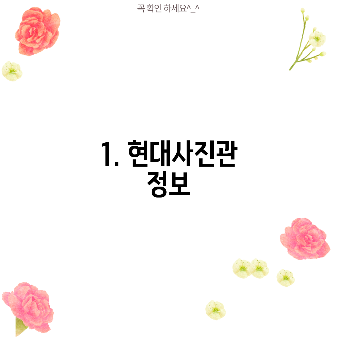 1. 현대사진관 정보