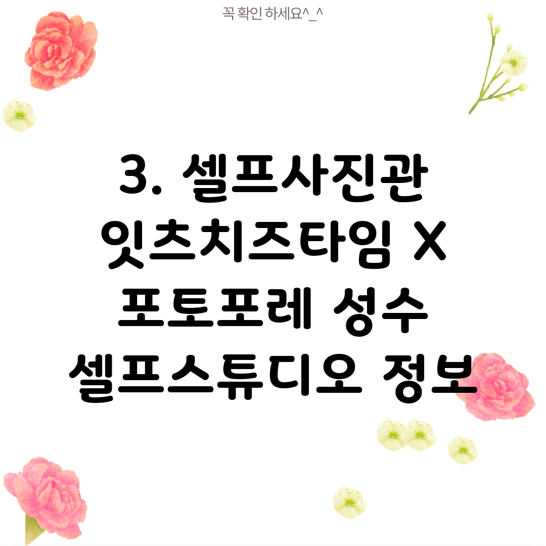 3. 셀프사진관 잇츠치즈타임 X 포토포레 성수 셀프스튜디오 정보