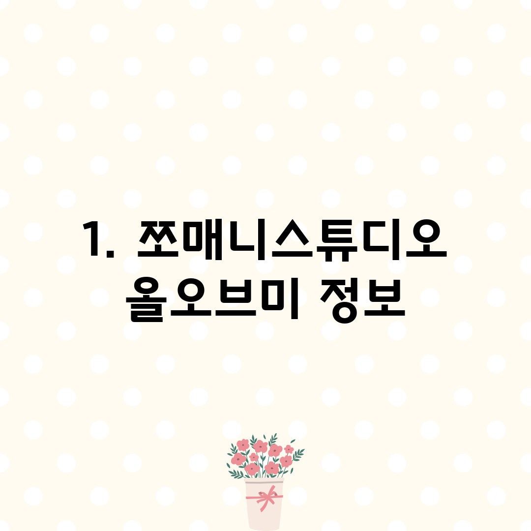 1. 쪼매니스튜디오 올오브미 정보