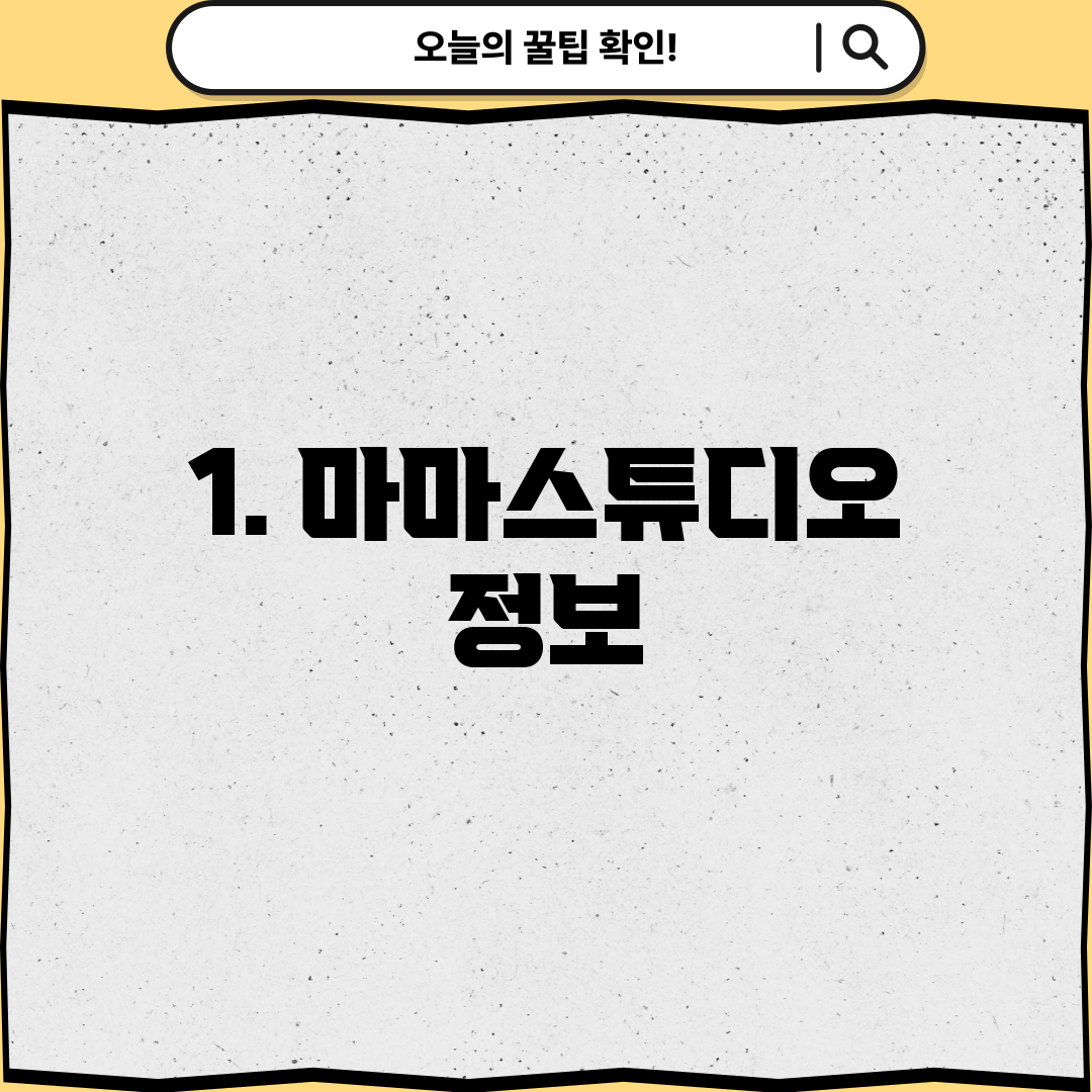 1. 마마스튜디오 정보