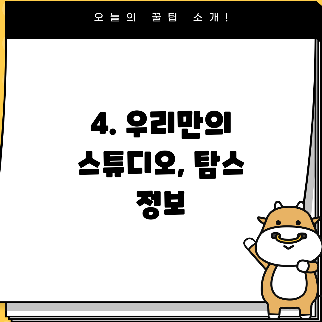 4. 우리만의 스튜디오, 탐스 정보