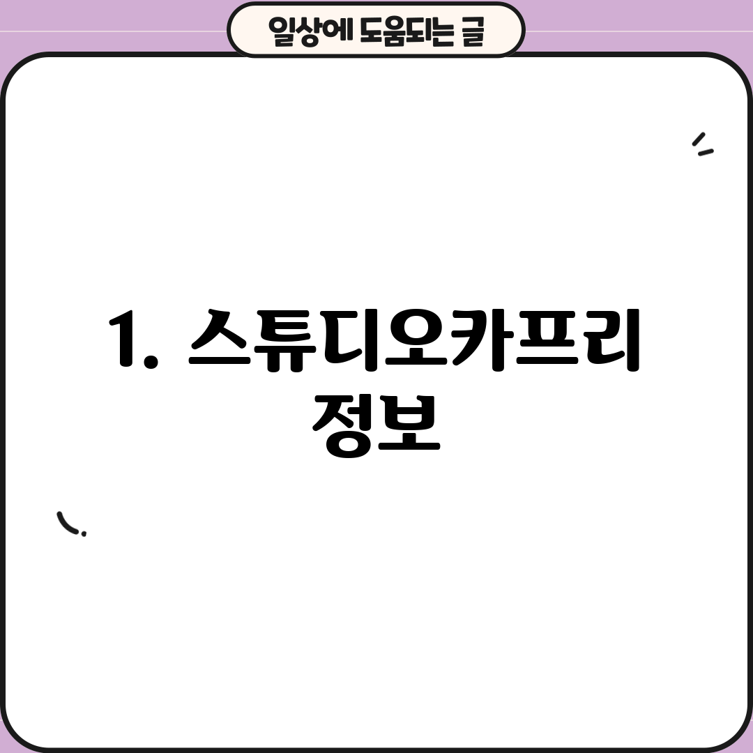 1. 스튜디오카프리 정보