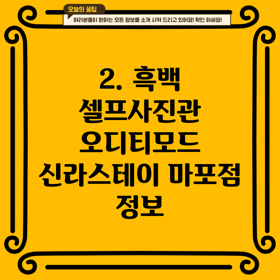 2. 흑백 셀프사진관 오디티모드 신라스테이 마포점 정보