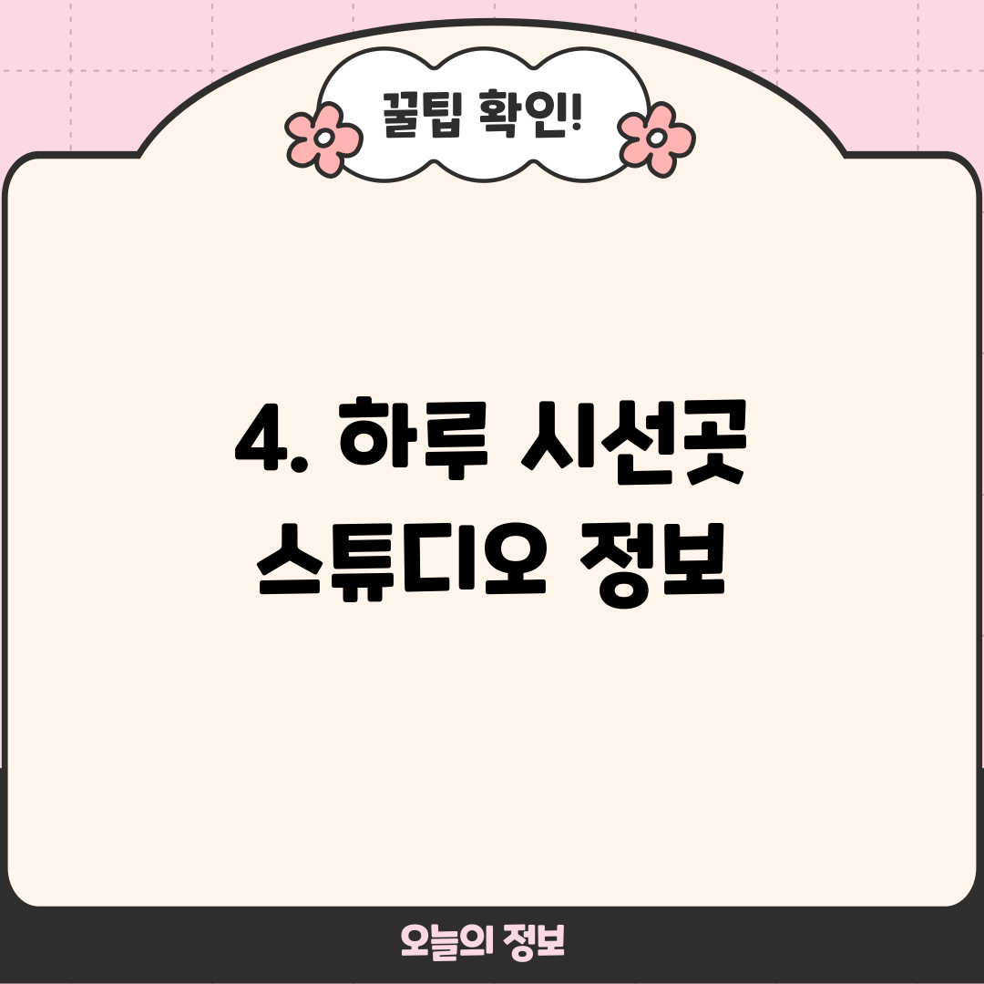 4. 하루 시선곳 스튜디오 정보