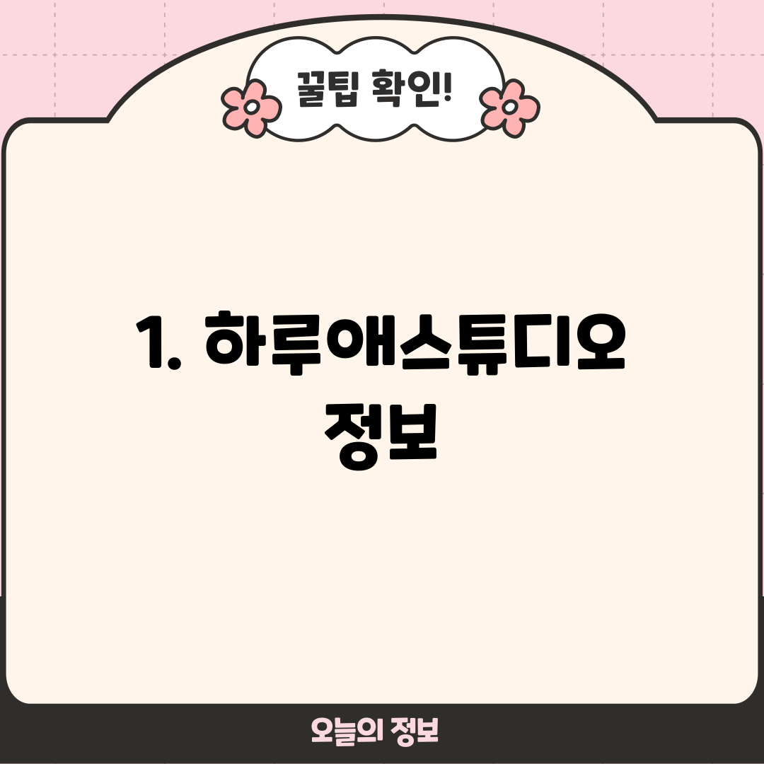 1. 하루애스튜디오 정보