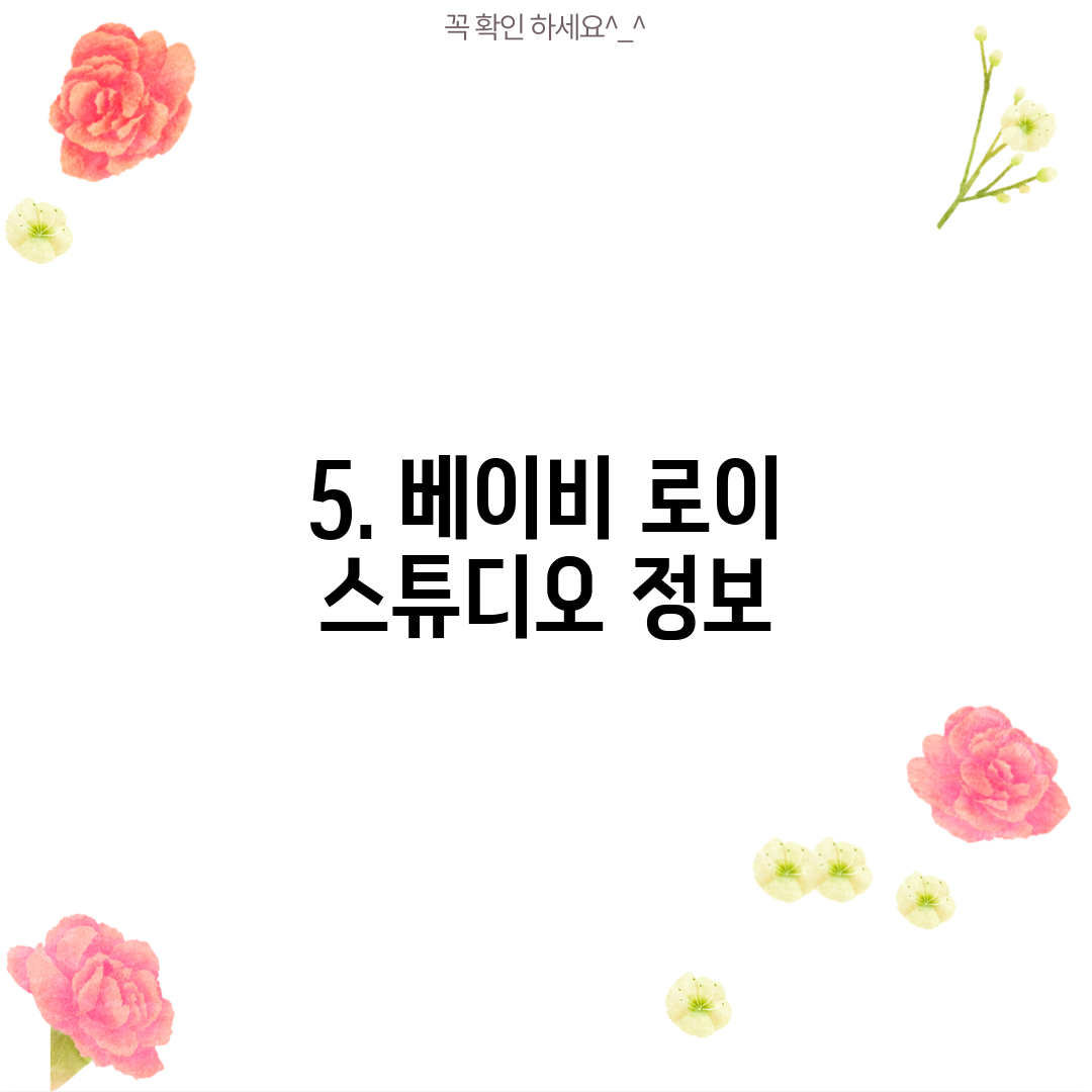 5. 베이비 로이 스튜디오 정보