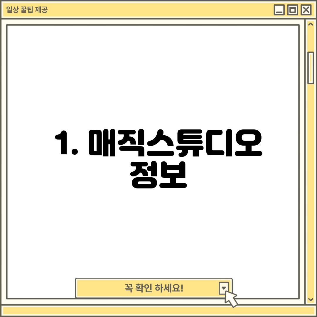 1. 매직스튜디오 정보