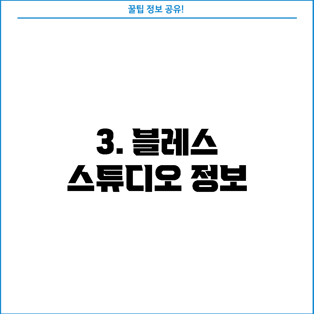 3. 블레스 스튜디오 정보