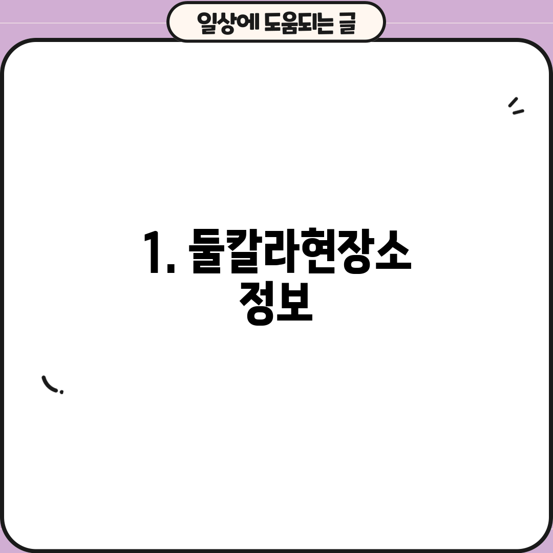 1. 둘칼라현장소 정보