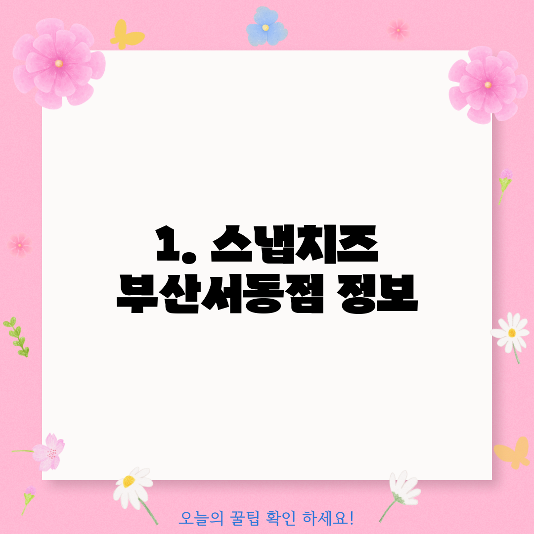 1. 스냅치즈 부산서동점 정보