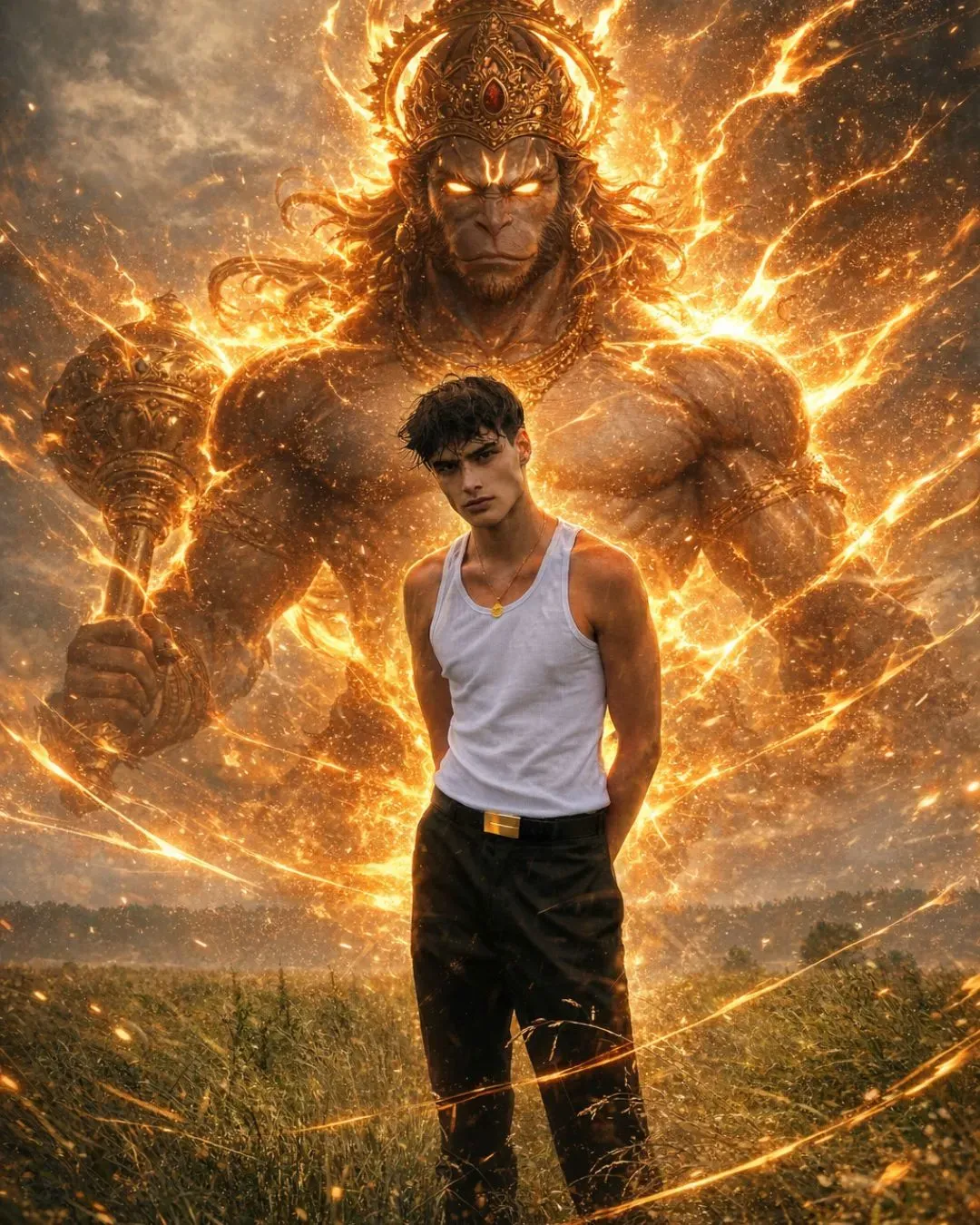 Hanumanji Divine Aura AI Prompt | Cinematic Guardian Power Photo Edit by PromptKing - ChatGPT Generated Prompt Result (After)