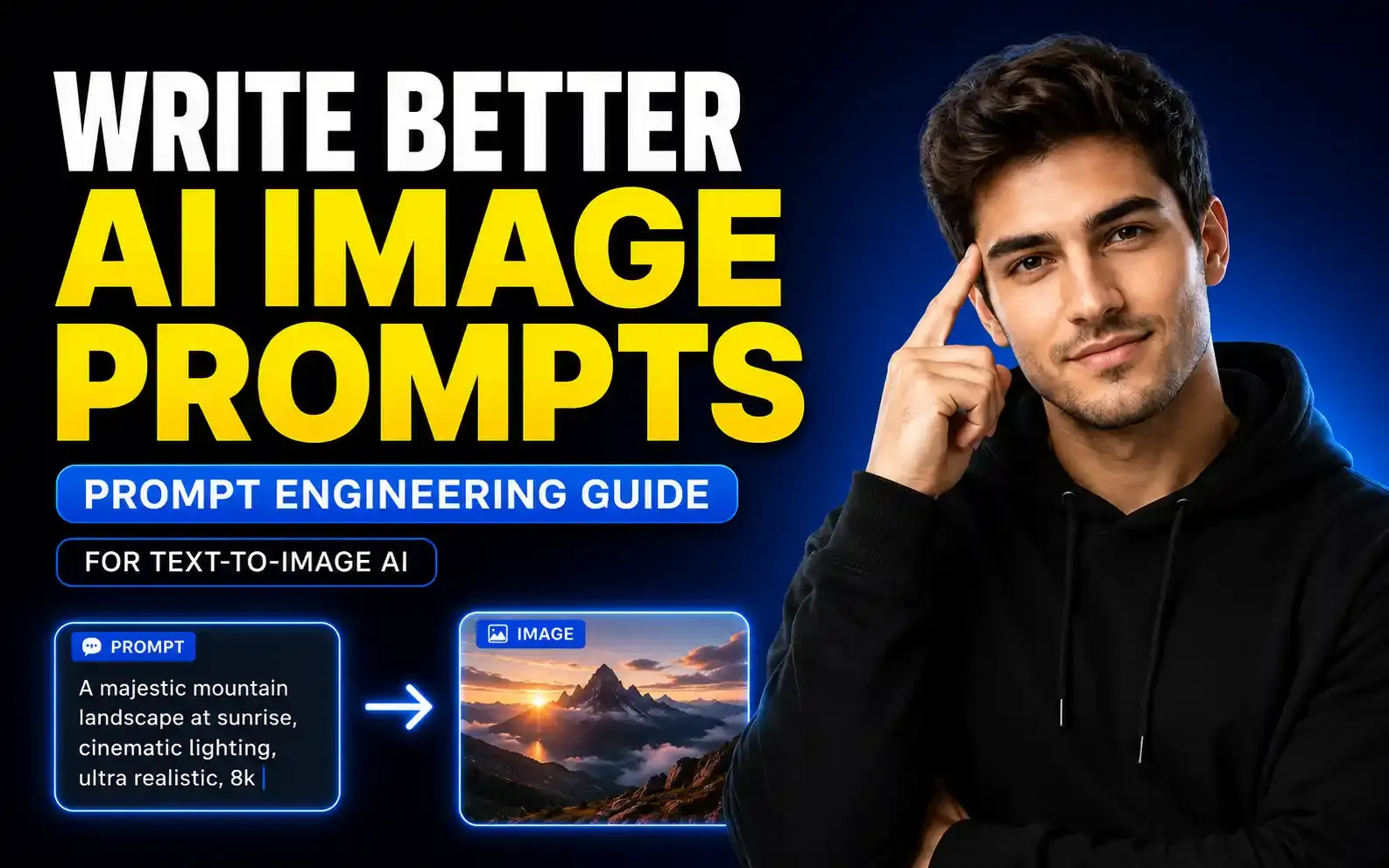 AI image prompt engineering guide showing how to create better text-to-image AI prompts