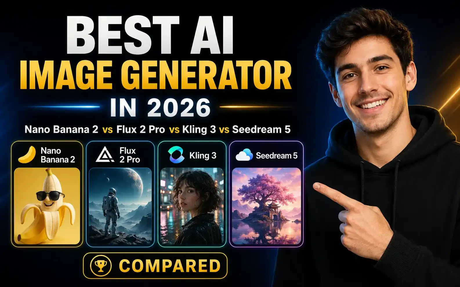 Best AI image generator comparison 2026 featuring Nano Banana 2, Flux 2 Pro, Kling 3, and Seedream 5