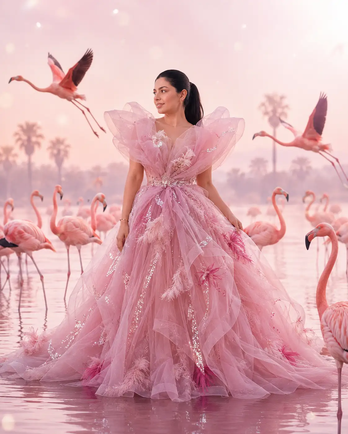 ChatGPT Pink Flamingo Couture Portrait Prompt - ChatGPT Generated Prompt Result (After)