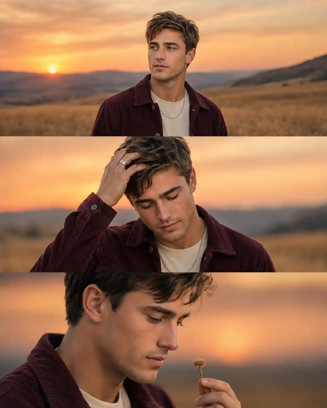 Cinematic Sunset Triptych Portrait AI Prompt - ChatGPT Generated Prompt Result (After)