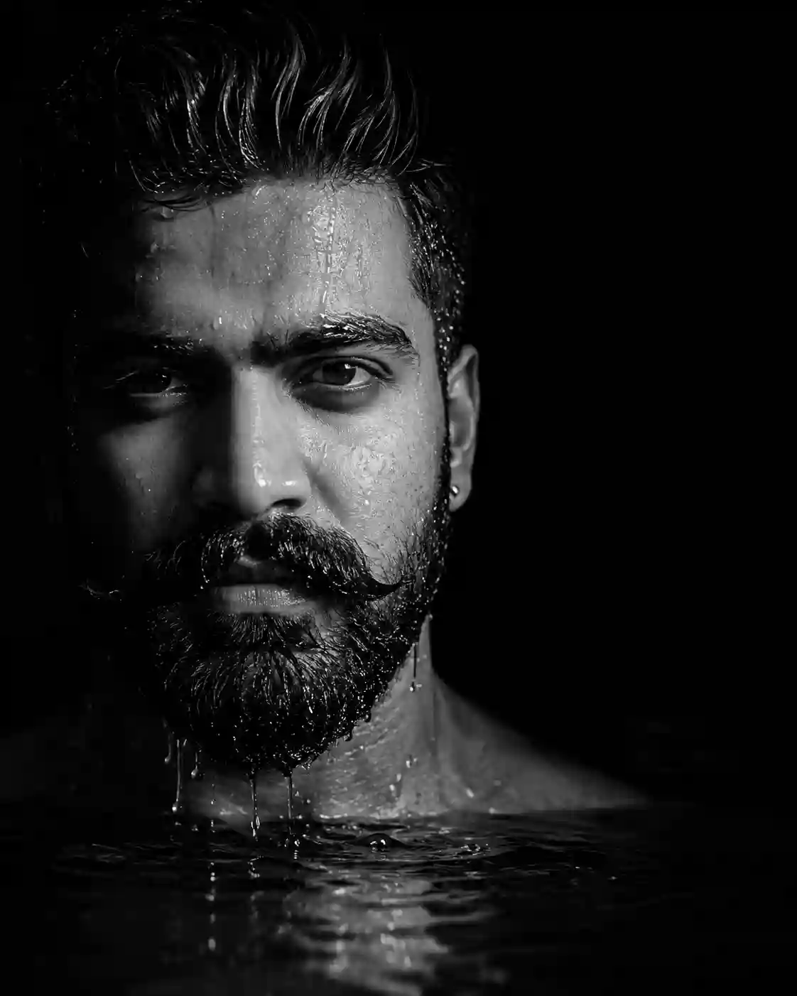Ultra-Realistic Black-and-White Water Emergence Cinematic Portrait AI Prompt - ChatGPT Prompt Result (After)